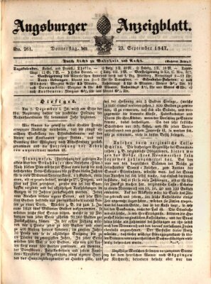 Augsburger Anzeigeblatt Donnerstag 23. September 1847