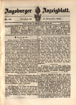 Augsburger Anzeigeblatt Dienstag 28. September 1847