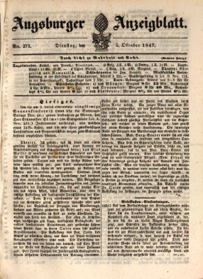 Augsburger Anzeigeblatt Dienstag 5. Oktober 1847