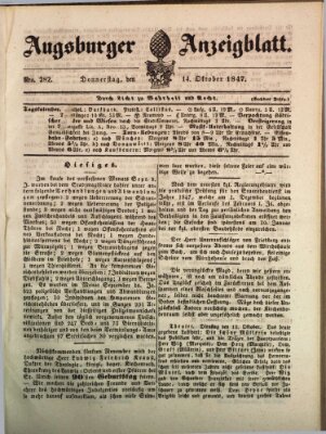 Augsburger Anzeigeblatt Donnerstag 14. Oktober 1847