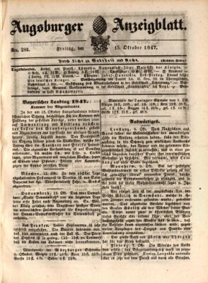 Augsburger Anzeigeblatt Freitag 15. Oktober 1847