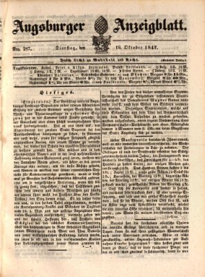 Augsburger Anzeigeblatt Dienstag 19. Oktober 1847