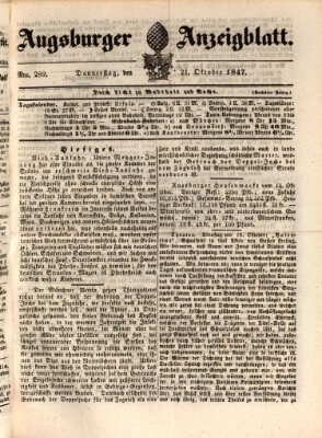 Augsburger Anzeigeblatt Donnerstag 21. Oktober 1847