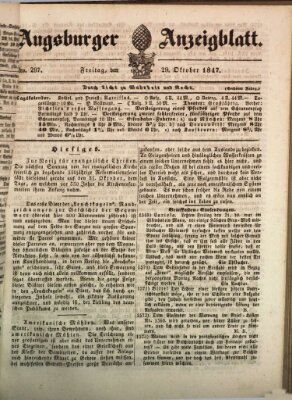 Augsburger Anzeigeblatt Freitag 29. Oktober 1847