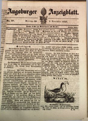 Augsburger Anzeigeblatt Montag 8. November 1847