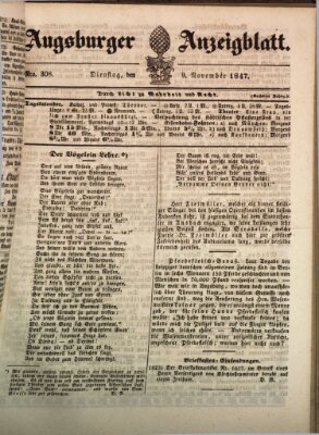 Augsburger Anzeigeblatt Dienstag 9. November 1847