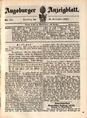 Augsburger Anzeigeblatt Dienstag 23. November 1847