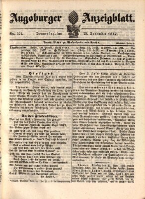 Augsburger Anzeigeblatt Donnerstag 25. November 1847