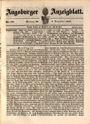 Augsburger Anzeigeblatt Montag 6. Dezember 1847