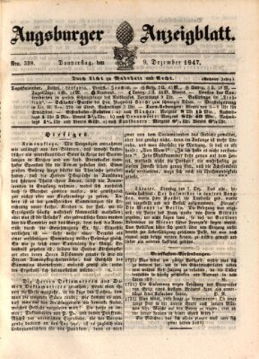 Augsburger Anzeigeblatt Donnerstag 9. Dezember 1847