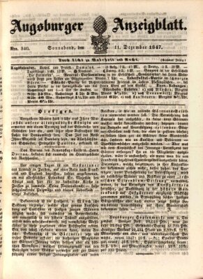 Augsburger Anzeigeblatt Samstag 11. Dezember 1847