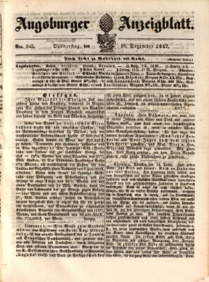 Augsburger Anzeigeblatt Donnerstag 16. Dezember 1847