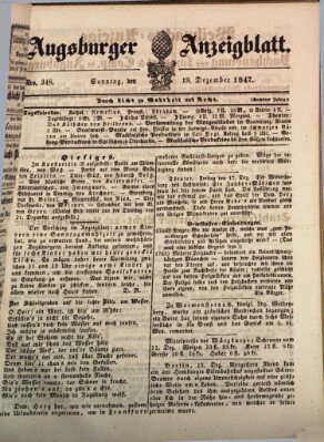 Augsburger Anzeigeblatt Sonntag 19. Dezember 1847