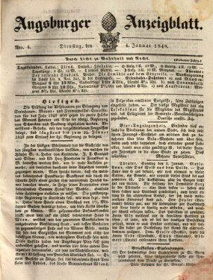 Augsburger Anzeigeblatt Dienstag 4. Januar 1848