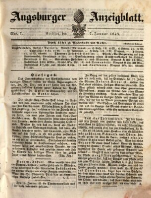 Augsburger Anzeigeblatt Freitag 7. Januar 1848