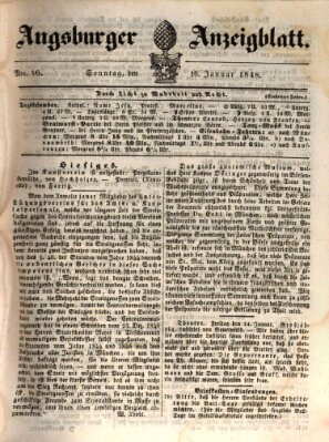 Augsburger Anzeigeblatt Sonntag 16. Januar 1848