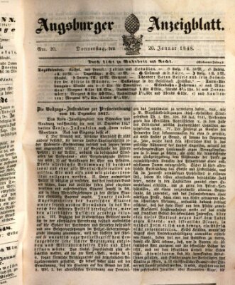 Augsburger Anzeigeblatt Donnerstag 20. Januar 1848