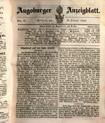 Augsburger Anzeigeblatt Sonntag 23. Januar 1848