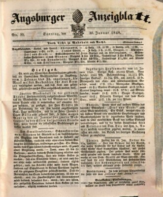 Augsburger Anzeigeblatt Sonntag 30. Januar 1848