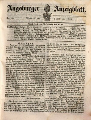 Augsburger Anzeigeblatt Mittwoch 2. Februar 1848