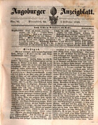 Augsburger Anzeigeblatt Samstag 5. Februar 1848