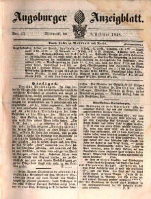 Augsburger Anzeigeblatt Mittwoch 9. Februar 1848