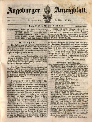 Augsburger Anzeigeblatt Freitag 3. März 1848