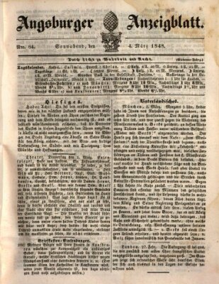 Augsburger Anzeigeblatt Samstag 4. März 1848