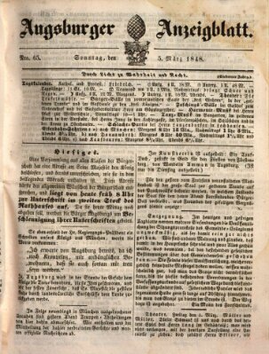 Augsburger Anzeigeblatt Sonntag 5. März 1848