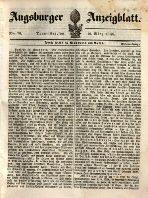 Augsburger Anzeigeblatt Donnerstag 16. März 1848