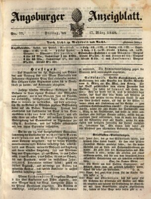 Augsburger Anzeigeblatt Freitag 17. März 1848