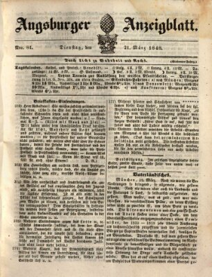 Augsburger Anzeigeblatt Dienstag 21. März 1848