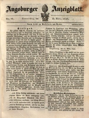 Augsburger Anzeigeblatt Donnerstag 23. März 1848