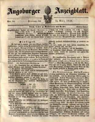 Augsburger Anzeigeblatt Freitag 24. März 1848