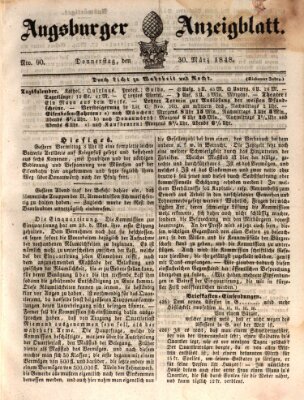 Augsburger Anzeigeblatt Donnerstag 30. März 1848