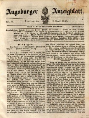 Augsburger Anzeigeblatt Sonntag 2. April 1848