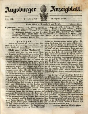 Augsburger Anzeigeblatt Dienstag 11. April 1848