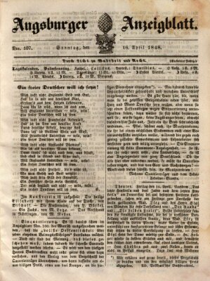 Augsburger Anzeigeblatt Sonntag 16. April 1848