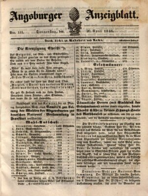 Augsburger Anzeigeblatt Donnerstag 20. April 1848