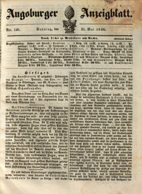 Augsburger Anzeigeblatt Sonntag 21. Mai 1848