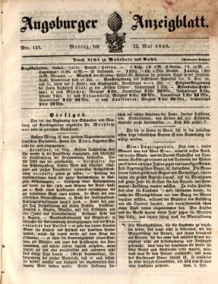 Augsburger Anzeigeblatt Montag 22. Mai 1848