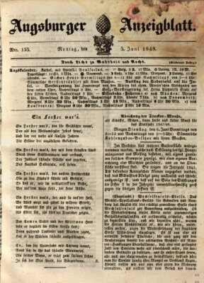 Augsburger Anzeigeblatt Montag 5. Juni 1848