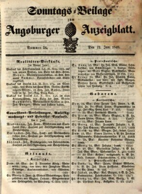 Augsburger Anzeigeblatt Montag 12. Juni 1848