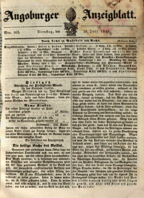 Augsburger Anzeigeblatt Dienstag 13. Juni 1848