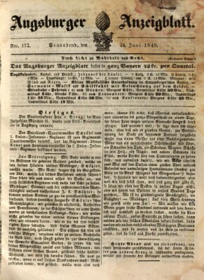 Augsburger Anzeigeblatt Samstag 24. Juni 1848