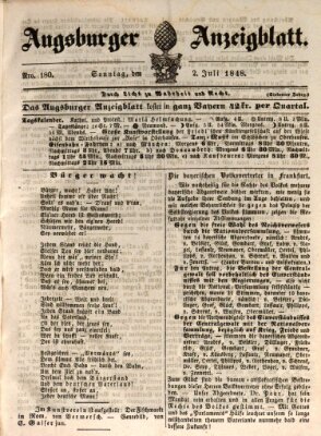 Augsburger Anzeigeblatt Sonntag 2. Juli 1848