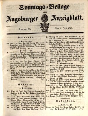 Augsburger Anzeigeblatt Sonntag 9. Juli 1848