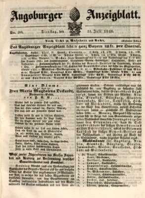 Augsburger Anzeigeblatt Dienstag 11. Juli 1848