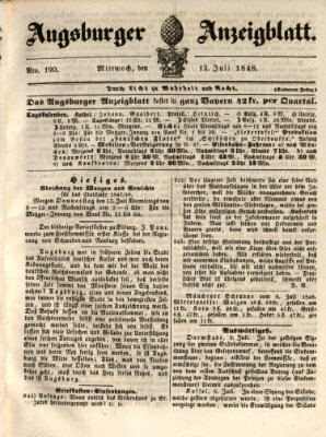 Augsburger Anzeigeblatt Mittwoch 12. Juli 1848