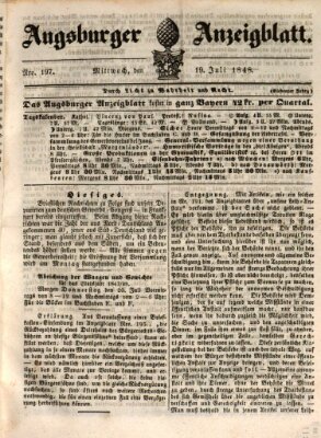 Augsburger Anzeigeblatt Mittwoch 19. Juli 1848